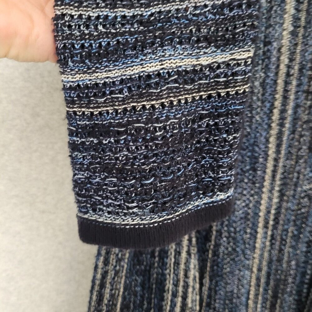 Liz Claiborne Womens Crochet Open Cardigan Size XL Navy 3/4 Sleeve Lagenlook - Picture 4 of 11